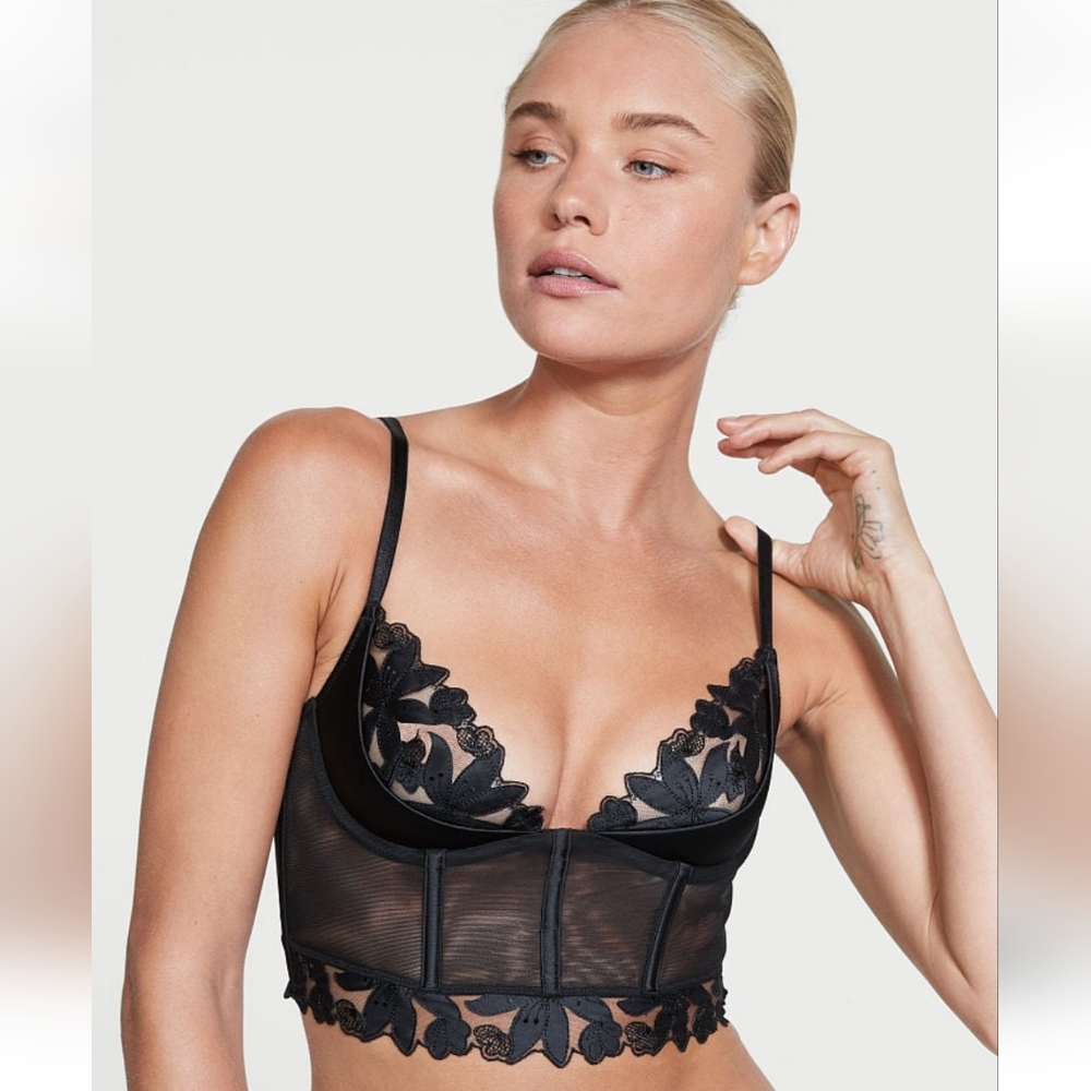 VS Very Sexy Floral Embroidered Quarter Cup Corset Top